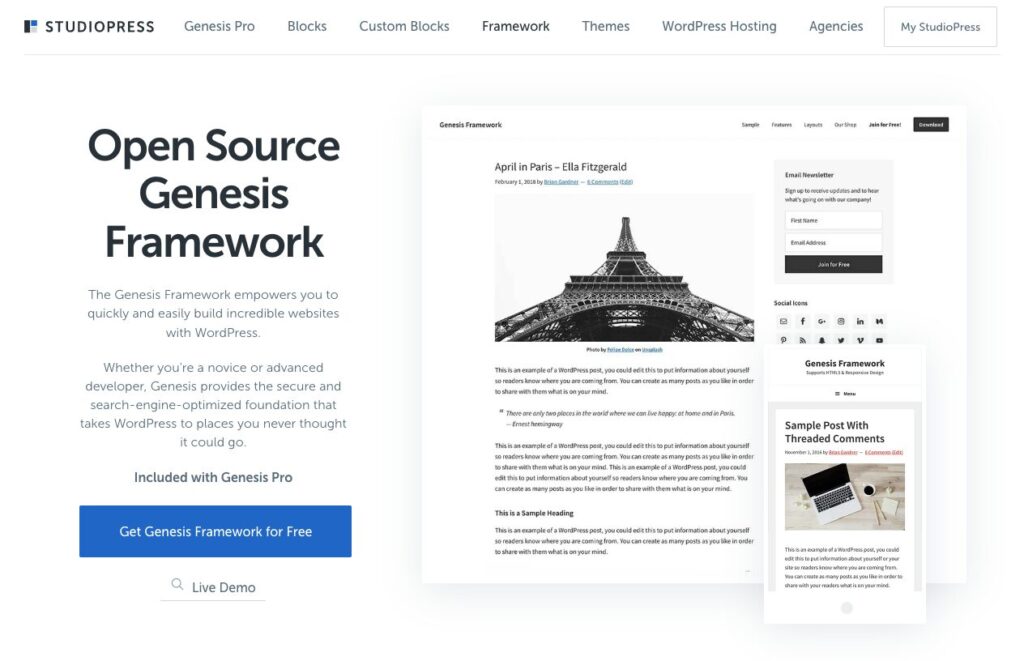 Open Source Genesis Framework - StudioPress